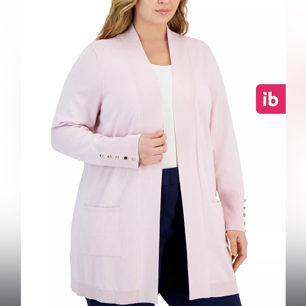 JM Collection Plus Size Open-Front Long-Sleeve Cardigan